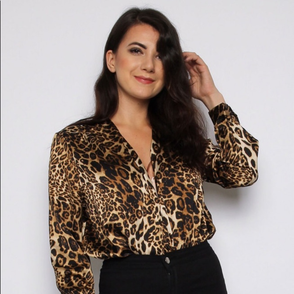 Wrap front Leopard Print Bodysuit